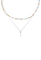 KUZZOI Collier Homme Pendentif Eclair Multicouche pour Homme Perles de Verre en Argent Sterling 925