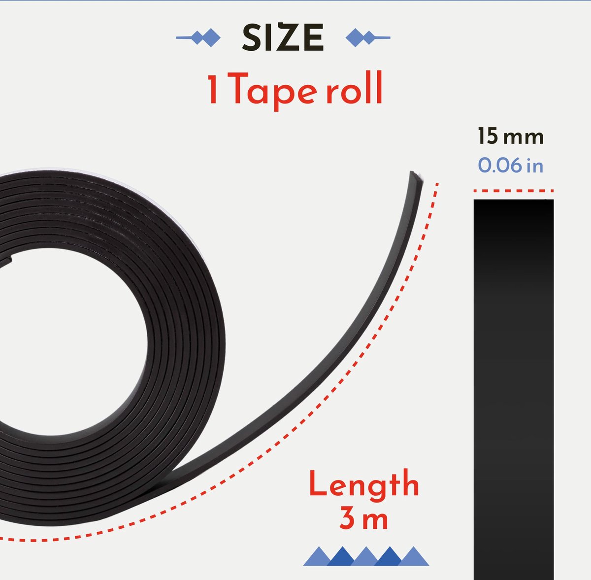 WINTEX Bande magnétique - 3 mx 15 x 1,8 mm aimant autocollant