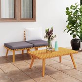 The Living Store Tuinset Acaciahout - Lounge - 60 x 65 x 65 cm - Donkergrijs/Wit