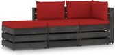 The Living Store Loungeset Pallet - 69 x 70 x 66 cm - Grenenhout - Rood