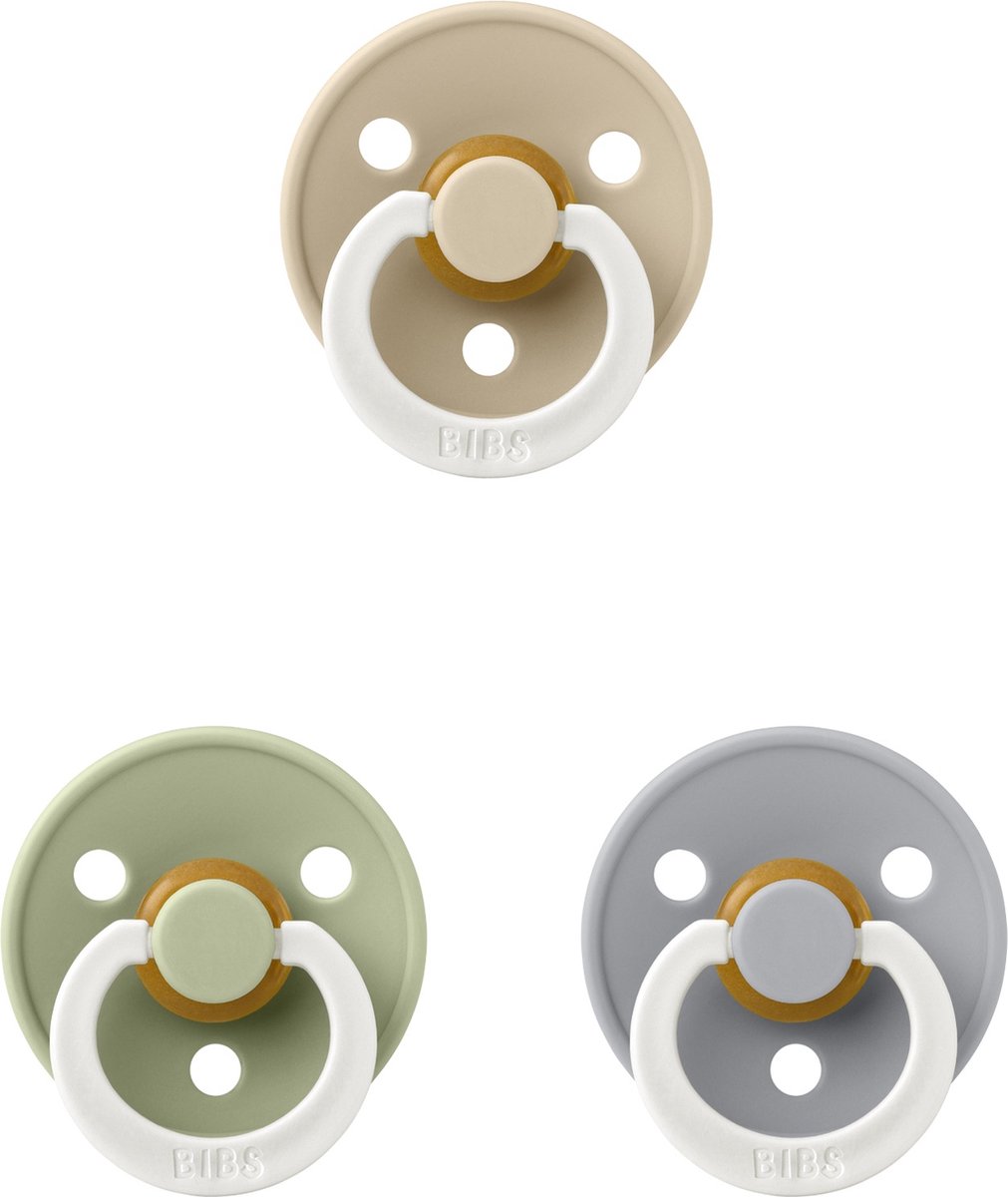 Goedkoopste Bibs fopspeen 0-6 maand Glow set 3 stuks Sage Glow,Cloud Glow en Vanilla Glow maat 1