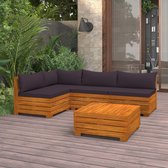 The Living Store Tuinset Lounge - Acaciahout - Donkergrijs - Modulair - 68x68x60cm - 6cm kussens