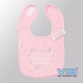 VIB® - Slabbetje Luxe velours - I Love You to the moon and back! (Roze) - Babykleertjes - Baby cadeau