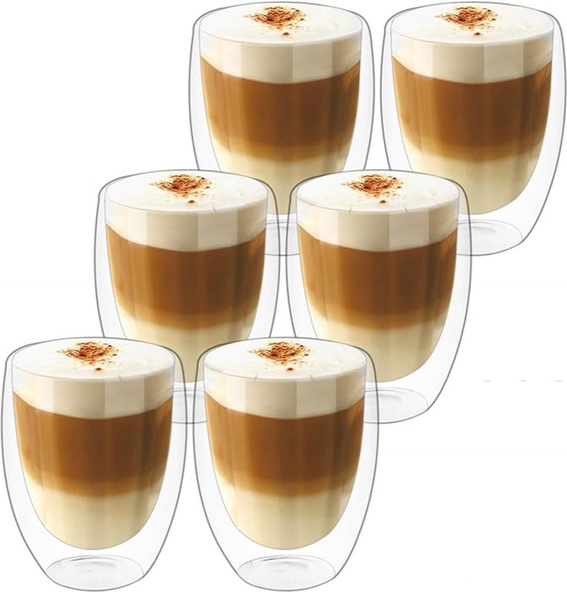 Latte macchiato glazen, dubbelwandige glazen , cappuccinoglazen,thermoglazen, espressokopjes glas, set van 6 (350 ml)