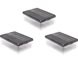 essential Schoenendoos Shoe Box met ventilatiegaten en deksel kunststof, 8 l, set van 3 stuks