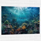 Muursticker - Oceaan - Zee - Dieren - Vissen - Koraal - Kleuren - 100x75 cm Foto op Muursticker