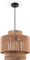 Paco Home Pendellamp Eettafel Papier Boho Hanglamp Eetkamer Lamp E27 Rotan, Kleur:Natuur (Ø40cm), Lamptype_Kleur:Hanglamp - Zwart