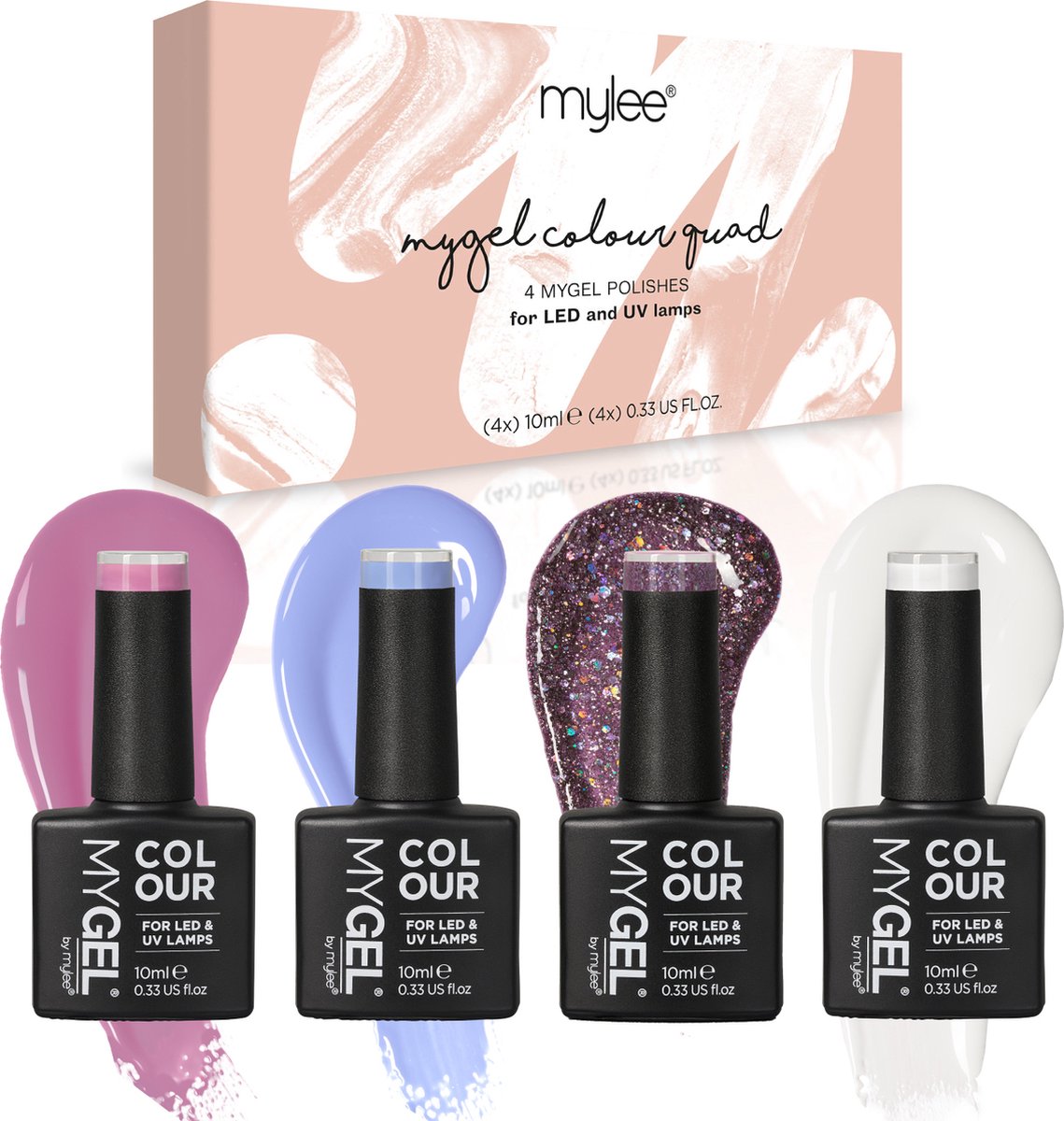 Mylee Gel Nagellak Set 4x10ml [Oh My Quad] UV/LED Gellak Nail Art Manicure Pedicure, Professioneel & Thuisgebruik - Langdurig en gemakkelijk aan te brengen