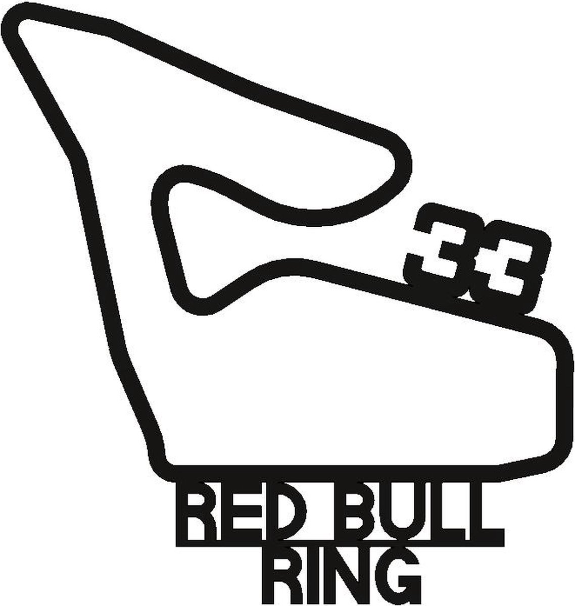 Kunst van metaal - f1 circuit Spielberg 33t - wanddecoratie industrieel - zwart gepoedercoat - staal