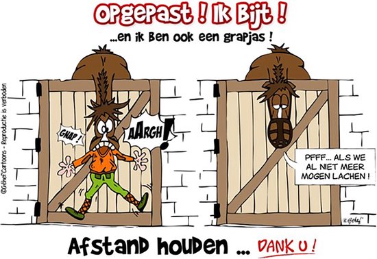 Foto: Humoristische bordjes paard opgepast ik bijt