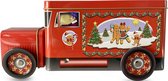 Kerstblik Vrachtwagen met Peperkoekmannetjes | Kerst Blikje Bestelwagen | Bewaartrommeltje Kerst | Bewaarblik voor Kerst