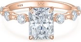 Isla - Bague Ring taille radiante en or rose 14 carats avec pierres latérales - 1,2 carat
