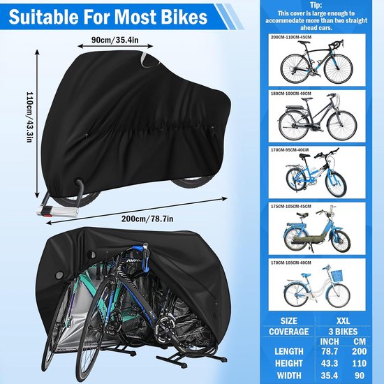 Housse de vélo pour 2 vélos - Tissu Oxford 210D - Imperméable - Anti  Poussière et