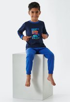 Schiesser- pyjama long pour enfants - Véhicule spatial bleu foncé - taille 128