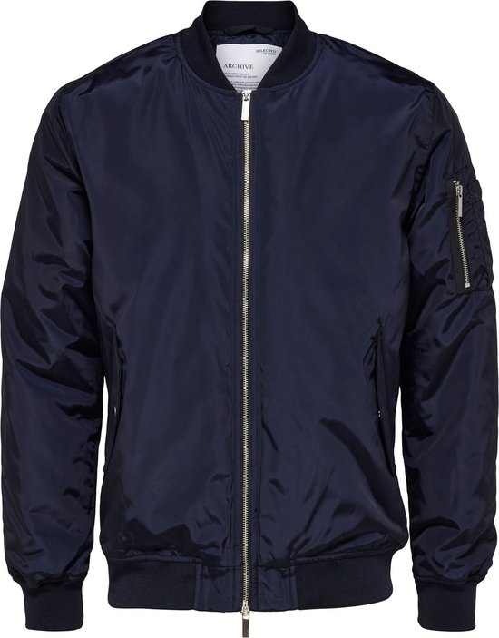 Selected - Heren Jas zomer Archive Bomber Jacket - Blauw - Maat L