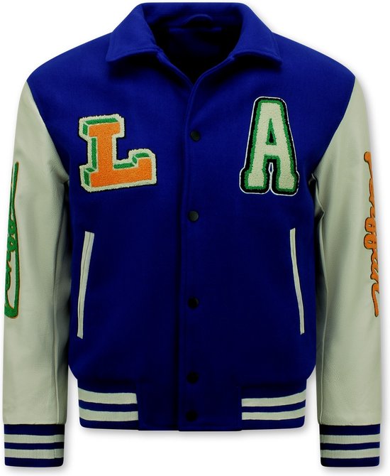 Geborduurde Retro College Jackets Oversized - 851 - Blauw
