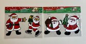 Kerst raamstickers set van 4 stuks - Kerstman + bel / ster / kerstboom (4) - 19 x 15 cm - Zelfklevende stickers - Herbruikbare PVC stickers - Kerstdecoratie - Raamdecoratie