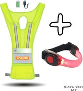 InVincer® Led Vest Ultra A1Y oplaadbaar - Hardloop verlichting - Hardloop lampje incl batterijen - Verlichting voor om je arm - Water resistant - Kleur: Rood - A1Y+ROOD