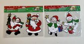 Kerst raamstickers set van 4 stuks - Kerstman + bel / ster / kerstboom (6) - 19 x 15 cm - Zelfklevende stickers - Herbruikbare PVC stickers - Kerstdecoratie - Raamdecoratie