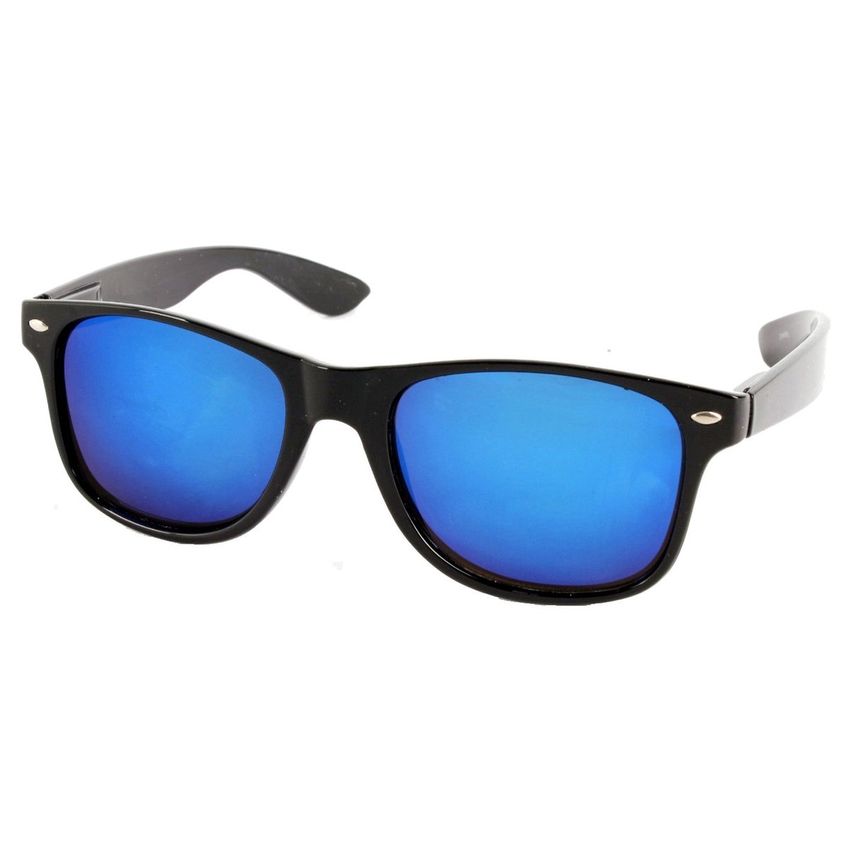Fako Sunglasses® - Mat Zwarte Zonnebril Met Blauwe Spiegelglazen - Heren Zonnebril - Dames Zonnebril - UV400 - Mat Zwart - Spiegel Blauw