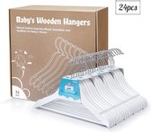 Witte kinderhangers, set van 24 baby's houten hangers met bruginkepingen en 360 ° draaibare haak kinderen peuter houten kleerhangers voor baby en kinderkleding - 30 cm