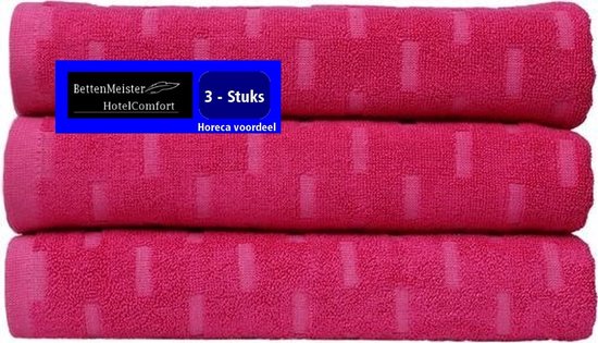 3 stuks Badlakens bamboo - Fuchsia - 70x130cm