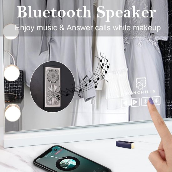 Mirror Super HD Tafelmod Bluetooth Hollywood-spiegel Makeup-Spiegel met  verlichting