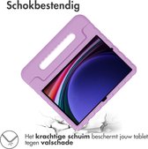 iMoshion Tablet Hoes Kinderen Geschikt voor Samsung Galaxy Tab S9 FE / Tab S9 - iMoshion Kidsproof Backcover met handvat - Lila /Lila