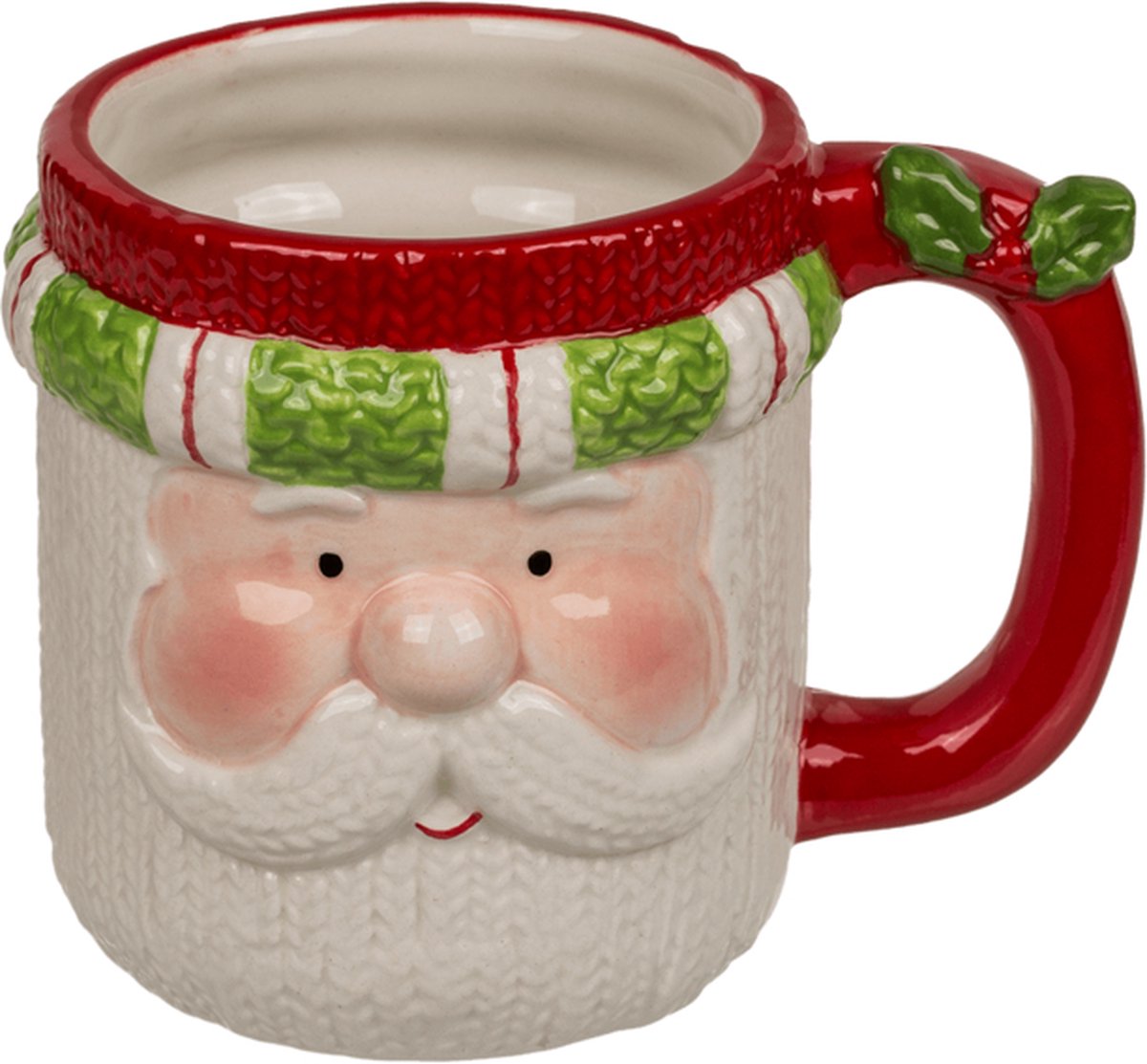 Kerst mok kerstman met groen witte rand