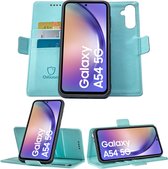 Geschikt voor Samsung Galaxy A54 Book Case Hoesje - Uitneembaar Hoesje - Magnetische Sluiting - Portemonnee Baby Blauw
