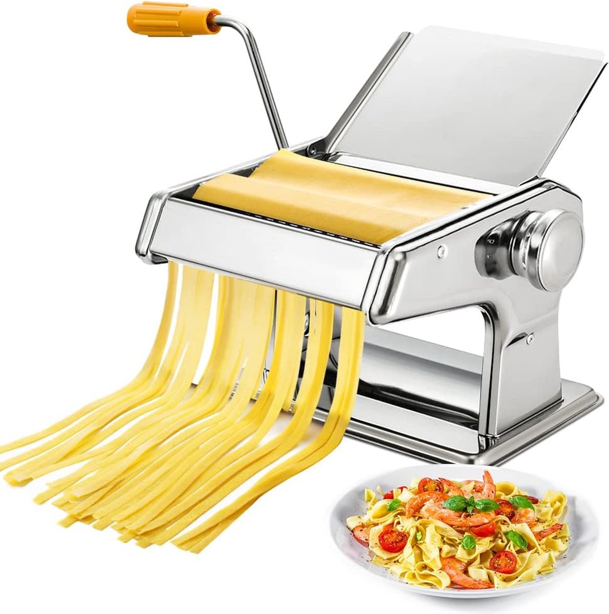 Zhs Handmatige pastamakermachine 3 in 1 handgemaakte roestvrijstalen pastamachinesnijder Dubbele snijder Pastamachine voor spaghettilasagne Tagliatelle