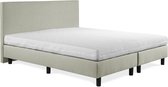 Boxspring Sofia luxe lentegroen 180x210 incl. wit matras, hoofdbord glad uitgevoerd.
