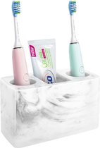 Tandenborstelhouder, 3 vakken, hars, elektrische tandenborstelhouder, tandpastastandaard, organizer, houder voor elektrische tandenborstels, tandpasta, pennen, inkt, wit