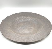 Decoratief Metalen ijzeren schaal - Serveerschaal - Fruitschaal - Serveerbord - Decoratie bord - stoer sober landelijke Plateau Ø 33.5 cm - Bruin