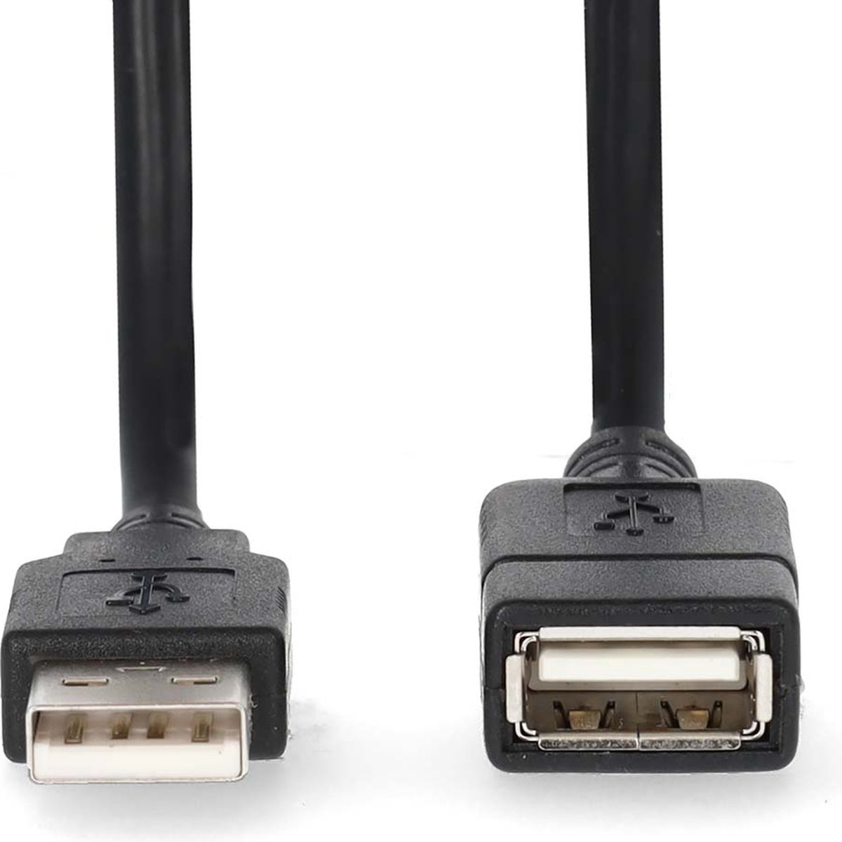 USB-Kabel | USB 2.0 | USB-A Male | USB-A Female | 480 Mbps | Vernikkeld | 1.00 m | Rond | PVC | Zwart