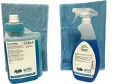 Schoonmaakpakket - Kantoor - Microbiologisch - Microvezel - Glas- en interieur - glasdoek