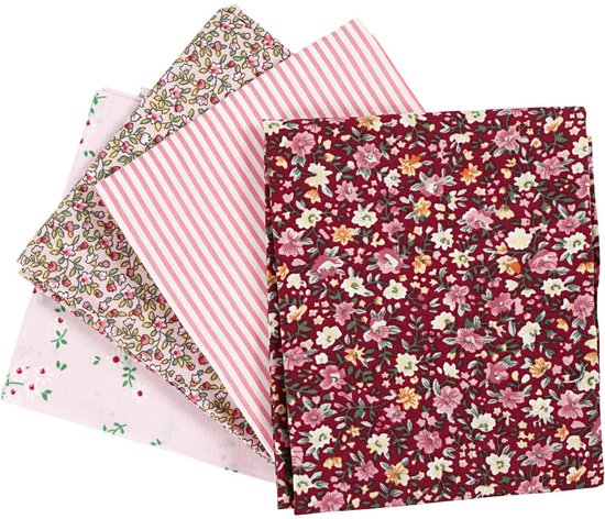 Creativ Company Patchwork Stof 45x55 cm Roze 4 stuks