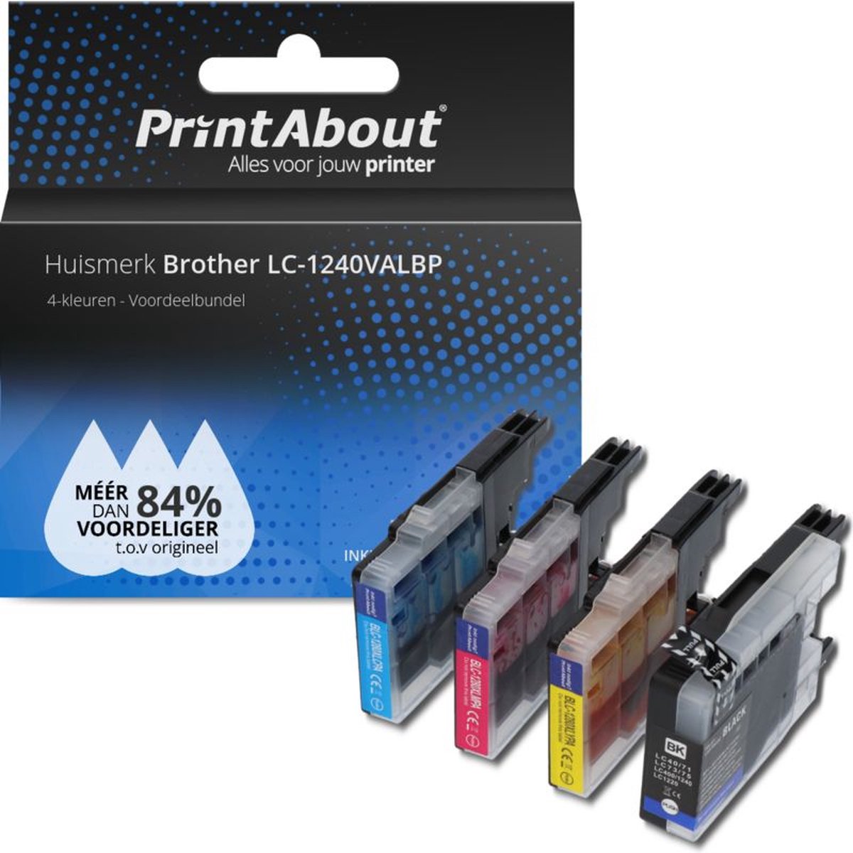 PrintAbout - Inktcartridge / Alternatief voor de Brother LC-1240BK / 4 Kleuren