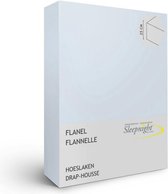 Sleepnight Hoeslaken - Flanel - (hoekhoogte 25 cm ) bleu clair - B 180 x L 200 cm - Lits-jumeaux - Geschikt voor Standaard Matras - 517404-B 180 x L 200 cm