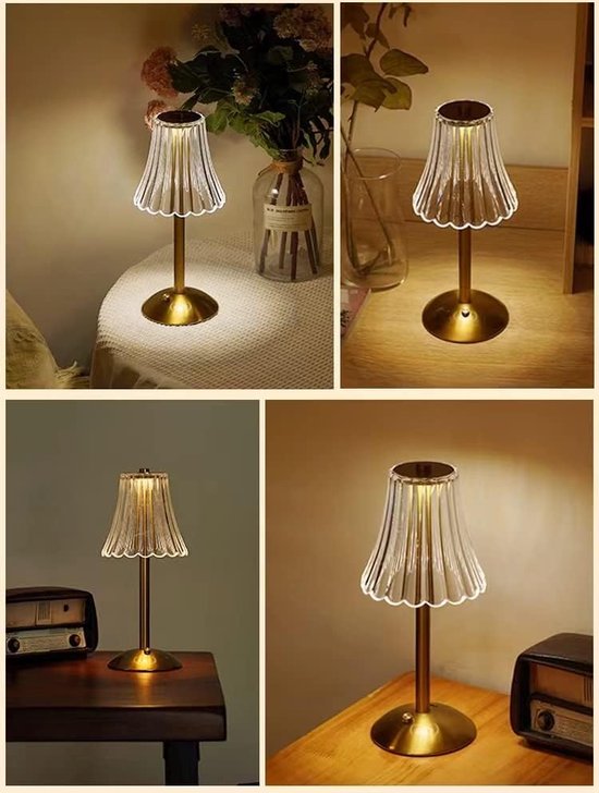 Kristallen metalen nachtkastje lamp snoerloze tafellamp touch control bureaulamp 3 lichtkleuren kopen vanaf een prijs van 20