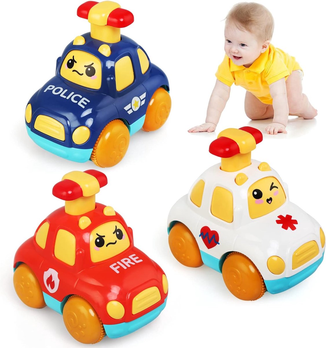 B. Toys – Wheeee-ls – 4 Voitures à Friction Souples – Jouet Enfant 1 An Et Plus – Sons Différents – Garage Inclus