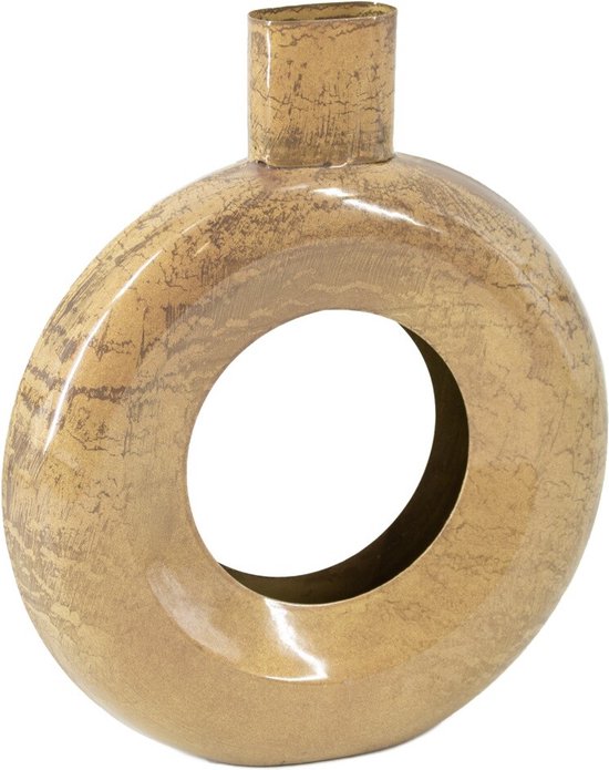 Grote vintage vaas, blauw met goud en bloemmotief - Antiek | Vazen