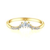 Serenella - 18k Geelgouden Marquise en Ronde Moissanite Trouwring