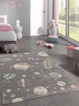 Kindervloerkleed - Planeten - Grijs-140 x 200 cm