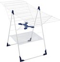 Wit wasrek met blauwe accenten en een extra net voor delicate kledingstukken.