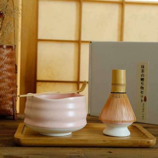 Matcha theeset, matcha-garde, bamboelepel voor matcha, keramische