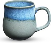 Tasse à café en céramique de 450 ml avec grande poignée, grande tasse à thé glacée faite à la main pour le bureau et la maison, passe au micro-ondes et au lave-vaisselle, pour boire chaud et froid