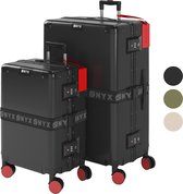 ONYX® Bagage à main et valise d'enregistrement - Ensemble de valises 33L/100 L - Serrure TSA - Roues Spinner - Trolley léger - Fermeture en aluminium - Zwart