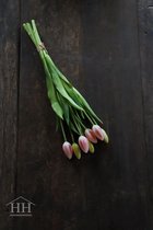 Tulpen in knop - roze - 44cm - 7 stelen - kunst tulpen - kunstbloemen - tulpen kunstboeket - nep tulpen - tulpen die net echt lijken