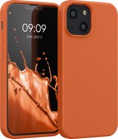 kwmobile telefoonhoesje geschikt voor Apple iPhone 13 mini - Hoesje met siliconen coating - Smartphone case in warme abrikoos